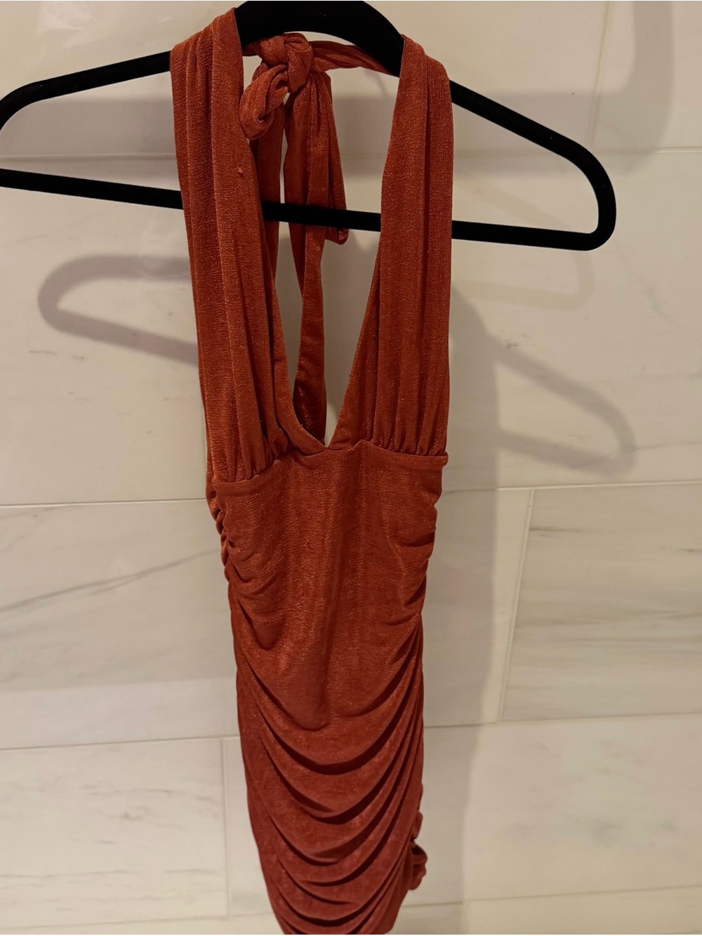 Windsor Burnt Orange Sparkling Homecoming Short Mini Dress Fancy Halter Ruched